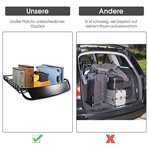 COSTWAY Universal Dachkorb Auto aus Stahl, Auto-Dachgepäckträger Dachträger Dach, bis 110 kg balastbar, Gepäckträger Gepäckkorb, Korb Gepäck Fracht Träger, Schwarz – Bild 5