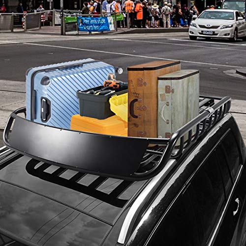 COSTWAY Universal Dachkorb Auto aus Stahl, Auto-Dachgepäckträger Dachträger Dach, bis 110 kg balastbar, Gepäckträger Gepäckkorb, Korb Gepäck Fracht Träger, Schwarz – Bild 9